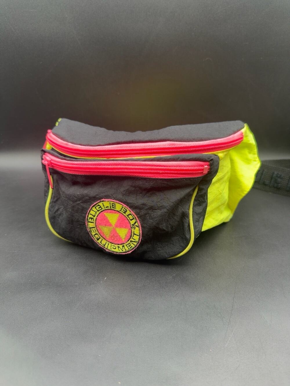 Vintage 80s Bugle Boy Equipment Neon Fanny Pack Waist Bag Colorblock 3 Pocket